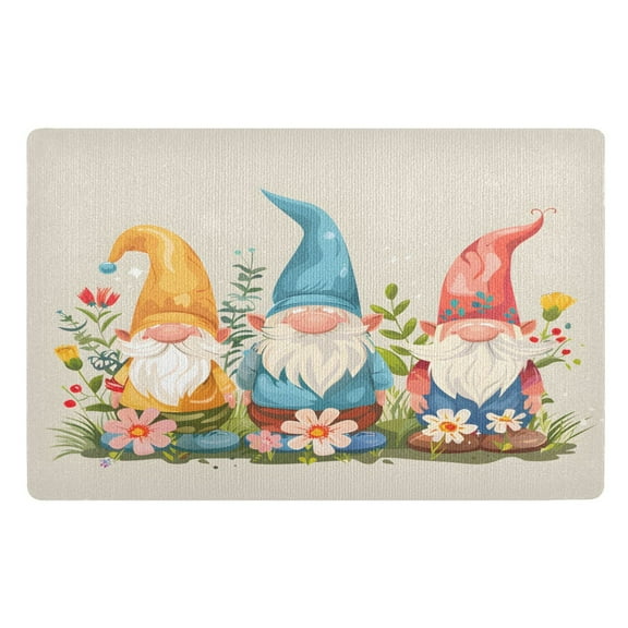 Ryvnso Cute Gnomes with Plants Door Mats Outdoor Indoor Entrance Low Profile Floor Rugs 32"x20" Carpet