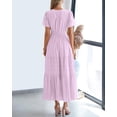 thumbnail image 3 of Vestido casual BTFBM de verano 2025 con cuello en V y manga corta para mujer, 3 of 9