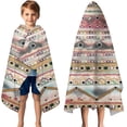 thumbnail image 3 of Mixed Ethnic Pattern Hooded Bath Towel，50"x30" for Ages 3 To 12 Kids, Quick Dry Lightweight Soft Microfiber Hood Beach Towel Cover Up for Kids, 3 of 7