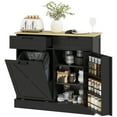 thumbnail image 2 of HOMCOM Tilt Out Trash Can Cabinet with Drawers, Farmhouse Kitchen Cabinet with Hidden Trash Can for Kitchen, Black, 2 of 9