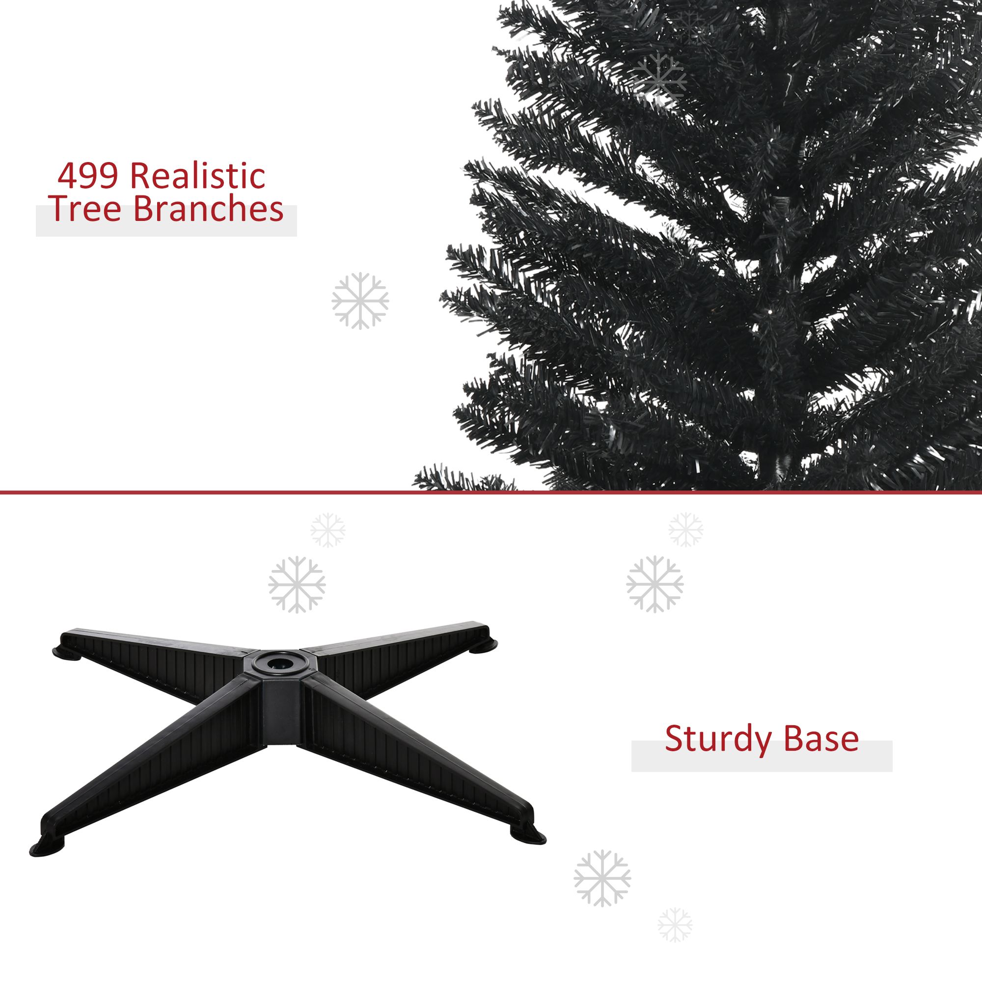 7 ft Artificial Pencil Christmas Tree, Slim Unlit Xmas Tree with 499 Branch Tips and Plastic Stand for Small Rooms and Apartments