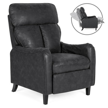 Best Choice Products Upholstered Faux Leather English Roll Arm Chair Lounge Recliner Seat Home Furniture for Living Room, Bedroom w/ 160-Degree Reclining, Leg Rest -