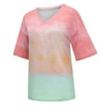 thumbnail image 4 of Spring Tops for Women 2025 Viikei Womens Tops Short Sleeve Plus Size T-Shirt Cute V-Neck Lightweight Basic Tee Stylish Gradient Color Print Graphic Tee for Spring Summer Fashion Women's Blouses Tops, 4 of 6