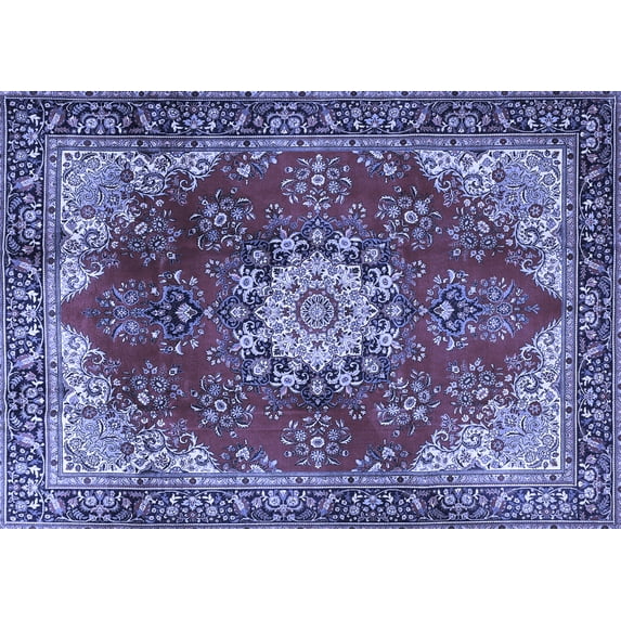 Ahgly Company Machine Washable Indoor Rectangle Persian Blue Traditional Area Rugs, 7' x 9'