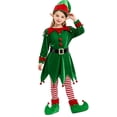thumbnail image 2 of Grblisyd Kids Christmas Set Santa Claus Helper Elf Costume Outfits Long Sleeve Dress Hat Stockings, 2 of 6