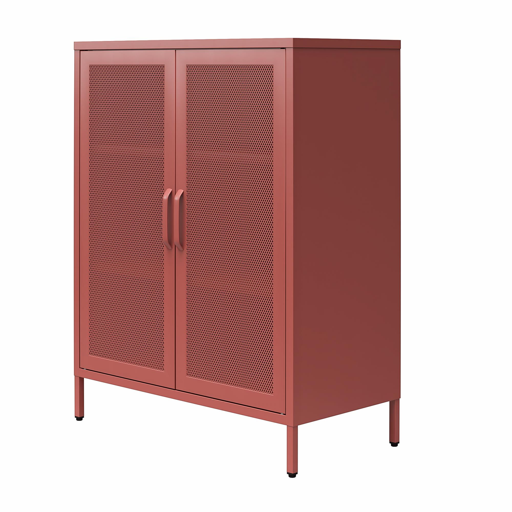 Novogratz Channing 2 Door Accent Cabinet-Mesh Metal Locker, Terracotta