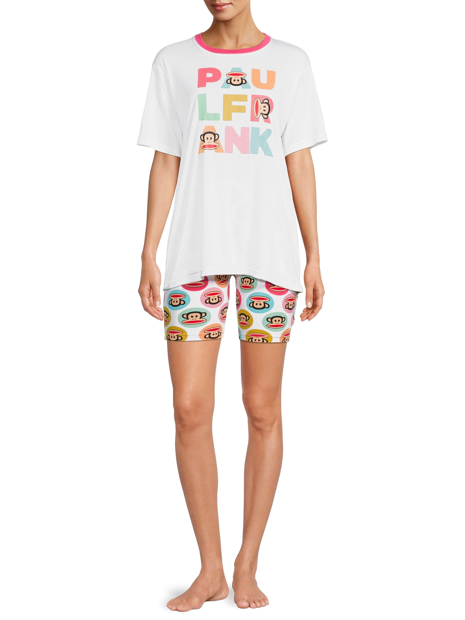 Paul Frank Women's T-Shirt and Bike Shorts, 2-Piece Sleep Set