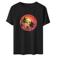 thumbnail image 4 of SMihono Hauts pour Femmes Été Chic Décontracté Mode Femme Imprimé Col Rond Manches Courtes T-Shirt Impression Blouse Ample Hauts T-Shirt Oversize pour Femmes, 4 of 4