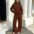 thumbnail image 3 of Piuwrlz Girls 2PC Sweatshirt Sets Kids Plain Outfit Sets Sweatshirts and Pants Coffee Size 11-12 Years, 3 of 10
