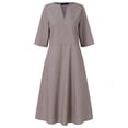 thumbnail image 1 of Qarigey Mujer Bolsillos Cuello en V Medias mangas Color sólido Midi Vestido Prendas para la parte del cuerpo Gris METRO Qarigey AP002033-02, 1 of 6