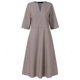 thumbnail image 1 of Sonducket Mujer Bolsillos Cuello en V Medias mangas Color sólido Midi Vestido Prendas para la parte del cuerpo Gris L Sonducket AP002033-03, 1 of 6