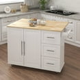 thumbnail image 6 of Tcbosik Rolling Kitchen Island, Portable Kitchen Cart with Drawers, Spice Rack, Towel Rack, Extensible Solid Wood Table Top, White, 6 of 7