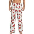 thumbnail image 2 of Goofa Hand Drawn Watermelon Printed Soft Pajama Pants for Men, Wide Leg Comfy Casual Lounge Yoga Pants-Small, 2 of 9