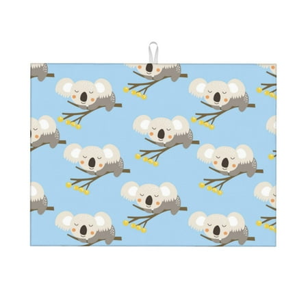 

Dish Drying Mat Cute Sleeping Koala Blue Highly Absorbent Microfiber Drying Mat Kitchen Counter or Sink Drawer Liner 16x18 Kitchen Drying Mat Coffee Mat Kitchen Essentials