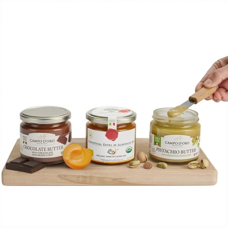 Mercato di Bellina Italian Spread & Jam Gift Set – Includes Apricot Jam Pistachio Butter & Chocolate Spread Made in Italy Ideal for Breakfast Gift Basket Holidays Thank You Get Well Soon