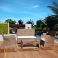 thumbnail image 2 of 4 Piece Outdoor Patio Furniture Set, PE Rattan Wicker Chair Set, Sectional Furniture Bistro Set with Cushions and Tea Table, Wicker Conversation Set for Backyard Lawn Porch Garden Poolside, B415, 2 of 10