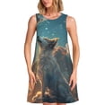 thumbnail image 1 of Vsdgher Robe d'Été Imprimé Ciel Étoilé Nuage Loup pour Femmes Décontractée Col en U Robe de Plage Sans Manches Robe Débardeur Ample avec Poche, 1 of 7