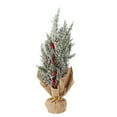 thumbnail image 2 of Dserfhy Small Christmas Artificial Plants with Burlap Base Faux Pine Branches with Red Berries/Poinsettias Flower for Winter Indoor Home Office Table Fireplace Decor, 2 of 8