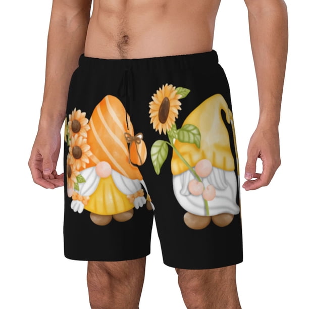 Balery Sunflower Gnomes 5 Bañador para hombre, shorts de playa de secado rápido con entrepierna y forro de compresión-Small