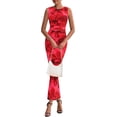 thumbnail image 4 of PRETTYGARDEN Womens Summer Wedding Guest Dress Spring Mesh Sleeveless Bodycon Ruched Floral Holiday Maxi Long Dresses, 4 of 8