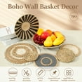 thumbnail image 6 of 7 Pack Boho Wall Basket Decor - Seagrass Rattan Wicker Wall Decor Round Handmade Hanging Rustic Flat Elegant Wall Art for Farmhouse Living Rooms Bedrooms Display Table Settings Kitchen Home, 6 of 7