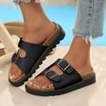 thumbnail image 2 of Dakaela Womens Two Buckles Sandals Arch Support Summer Beach Walking Slip on Slides Comfortable Cork Footbed Slippers Size 6.5, 2 of 8