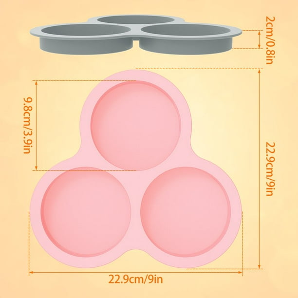 2 Pcs Silicone Muffin Top Pans 3-Cavity 4” Baking Mold for Egg Bun  Sandwiches Bakeware Mold 