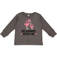 thumbnail image 3 of Inktastic Gramma Loves Me Girl Flamingo Girls Long Sleeve Toddler T-Shirt, 3 of 5