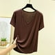 thumbnail image 1 of Blusa de pijama de manga corta para mujer, lisa, informal, a la moda, con cuello regular, de manga corta, pijama para mujer, 1 of 6
