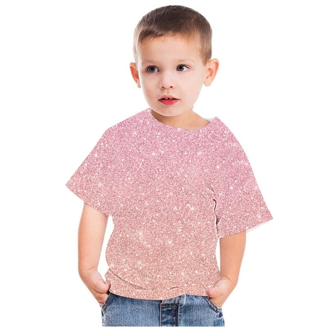 Meichang T-Shirts Fête des Mères pour Enfants 3-14 Ans T-Shirts de Fête Tendance Graphique Manches Courtes Col Rond Hauts Amples Décontractés Scintillants pour Garçons Filles