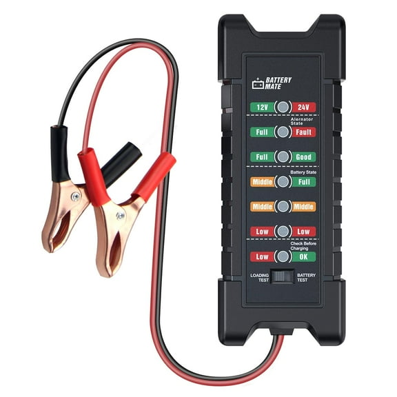 Car 12V 24V Battery and Alternator Tester Automotive, Load Tester, Battery Checker, Analyzer to Check alternator & Battery Charging System with LED Indicator