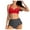 Red, variant on VerPetridure Bikini Sets for Women Women Vintage Swimsuit Two Piece Retro Halter Ruched High Waist Print Bikini Set