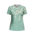 thumbnail image 4 of Mohiass Women Petite Tops Women Blouses Casual Summer Floral Print Tunic Tops Dressy Casual Spring 2023 Graphic Tees Blouses Mint Green XL, 4 of 5