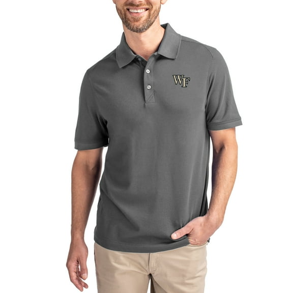 Men's Cutter & Buck Gray Wake Forest Demon Deacons Advantage Eco Pique Tri-Blend Polo
