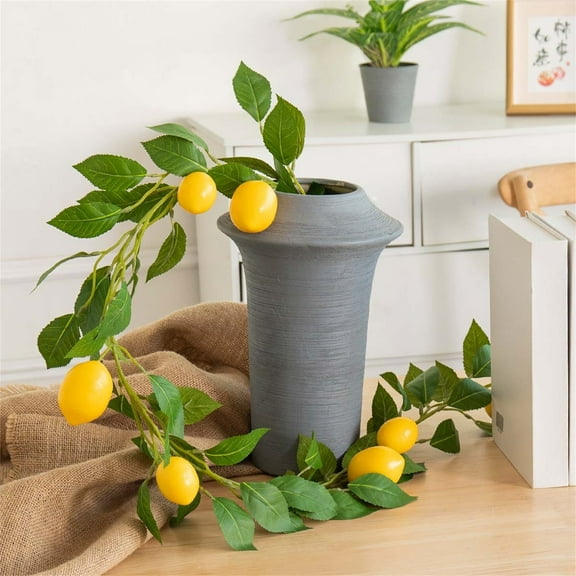 JeashCHAT Artificial Lemons Garland 70.8 inch Spring Summer Faux Fruit Lemons Vine Garlands with Green Leaves for Door Wall Mantle Wedding Party Table Decorations