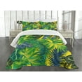 thumbnail image 3 of Ambesonne Plant Quilted Bedspread Set 3 Pcs, Exotic Leaves Watercolor, Queen Size, Multicolor, 3 of 5