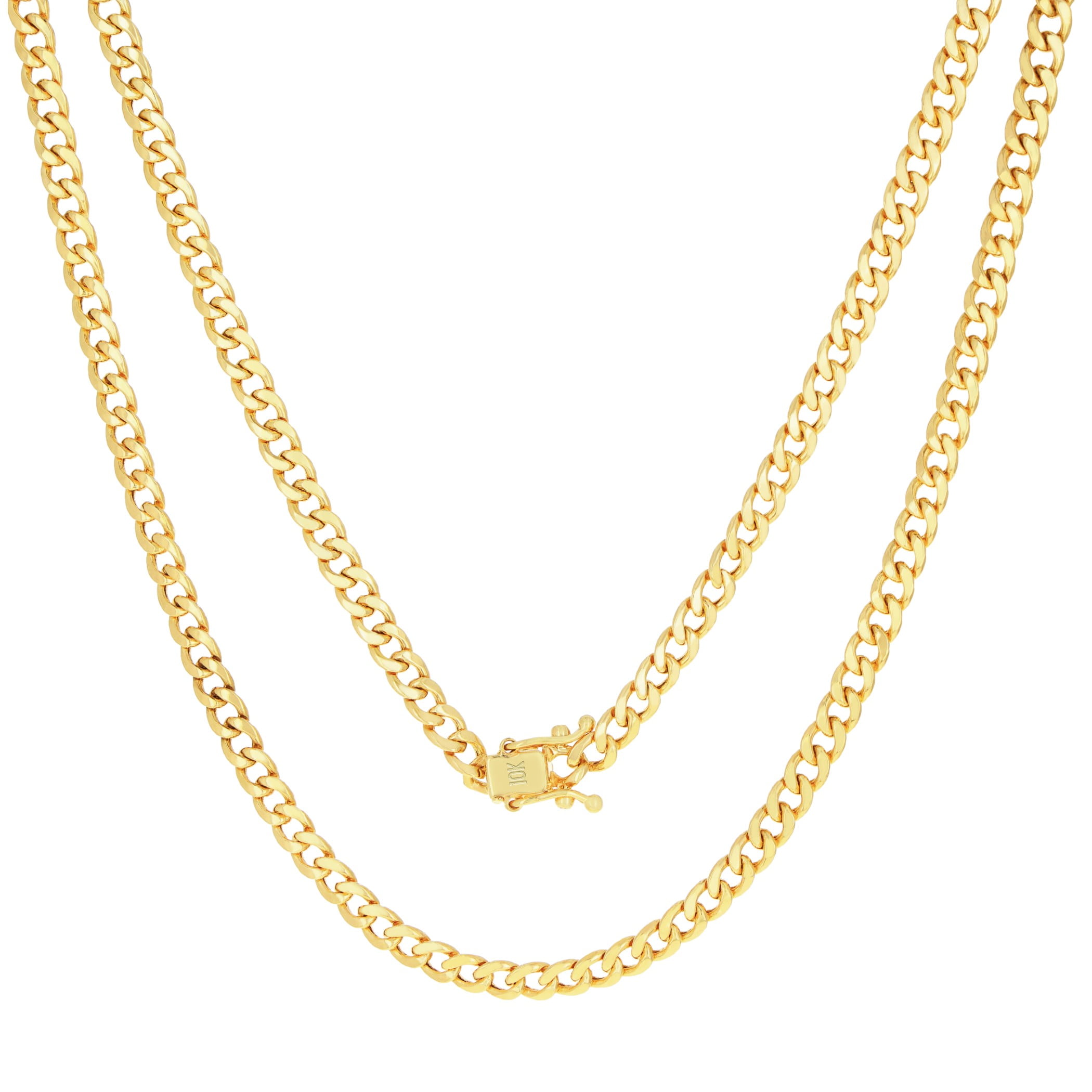 Nuragold 10k Real Yellow Gold Miami Cuban Link 5mm Chain Necklace (16"-30") Italian Jewelry for Men & Women