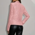 thumbnail image 4 of IMENGL Fashion stand collar solid sequin coat polyester, Pink L, Size M-2XL, 4 of 9