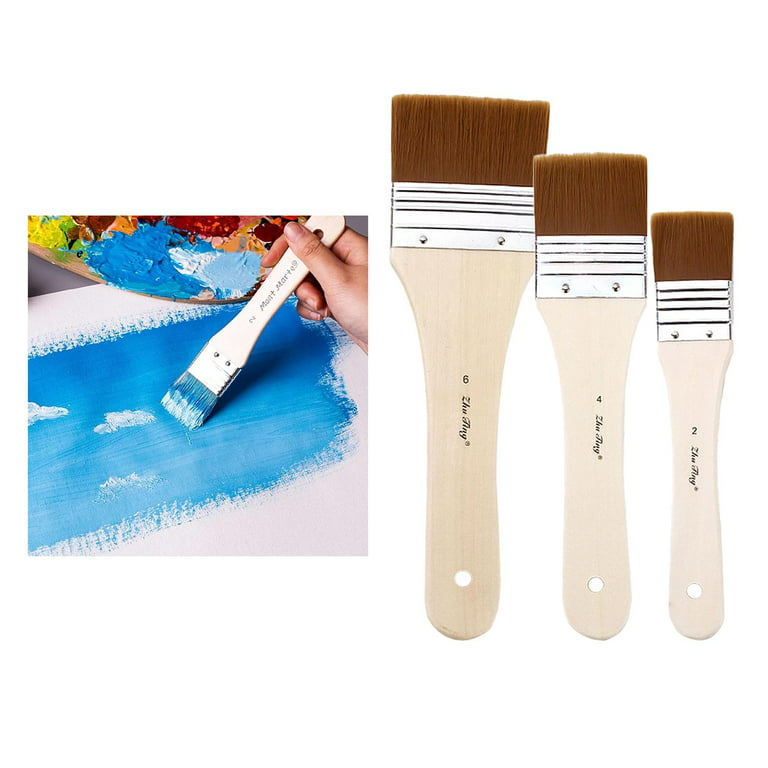 3pcs Paint Brushes Set Nylon Brush for Oil Watercolor Painting Brushes with  Wood Handle Paint Brush 