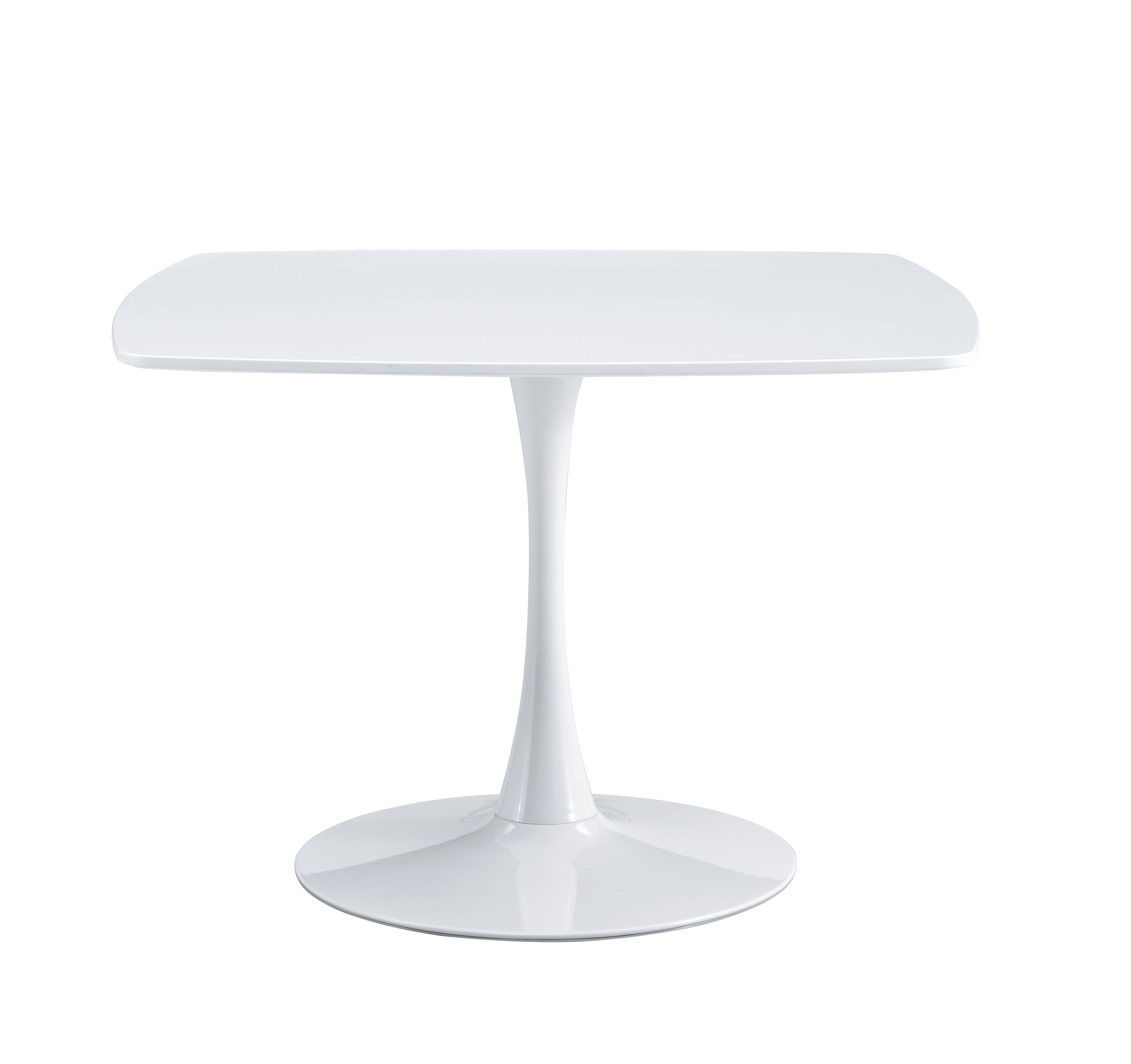 Euroco 42" Wood Dinning Table for 4 ,Mid-Century Tulip Table with Metal Pedestal Base,Modern Leisure Table for Small Space Kitchen Dining Room,White
