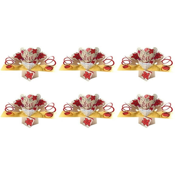 3D Pop Up Christmas Greeting Card 6-Pack by Second Nature - Poinsettia Love