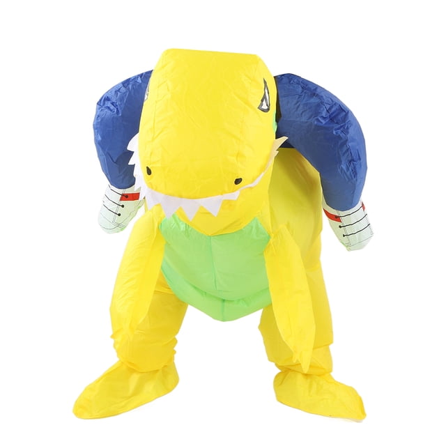 Disfraz inflable de dinosaurio, disfraz inflable de dinosaurio amarillo, disfraz inflable, disfraz inflable con forma de dinosaurio, resistente y resistente