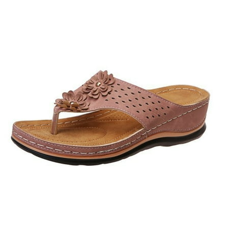 

Women Comfy Wedges Sandals Open Peep Toe Solid Color Walking for Birthday Party Adult Ceremony 39 Pink