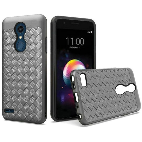 GSA Woven Textured Design Dual Hybrid Case For LG K30/LG K10 (2018) - Gray