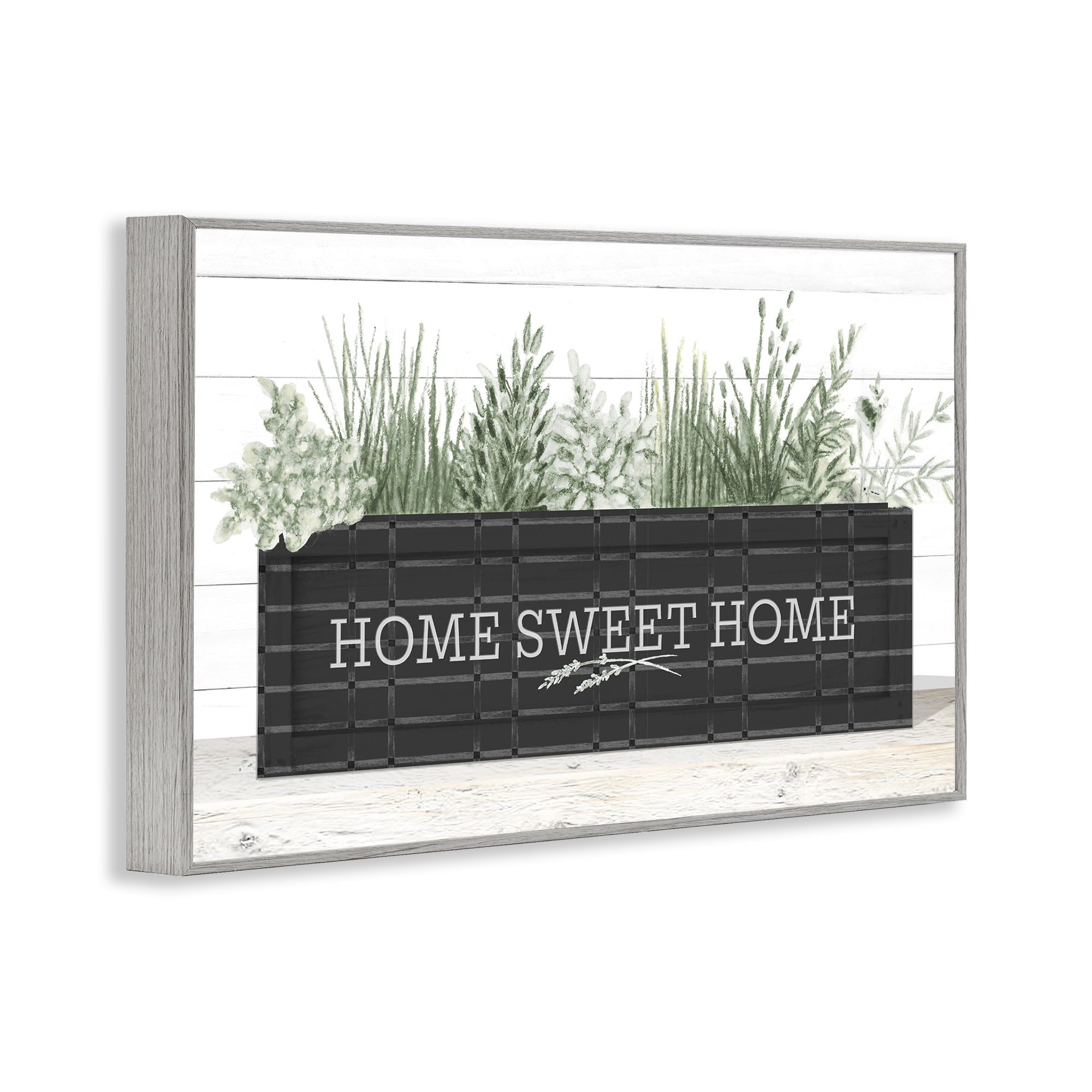 Stupell Industries Sweet Home Garden Box Botanical & Floral Painting Gray Framed Art Print Wall Art, 18 x 12