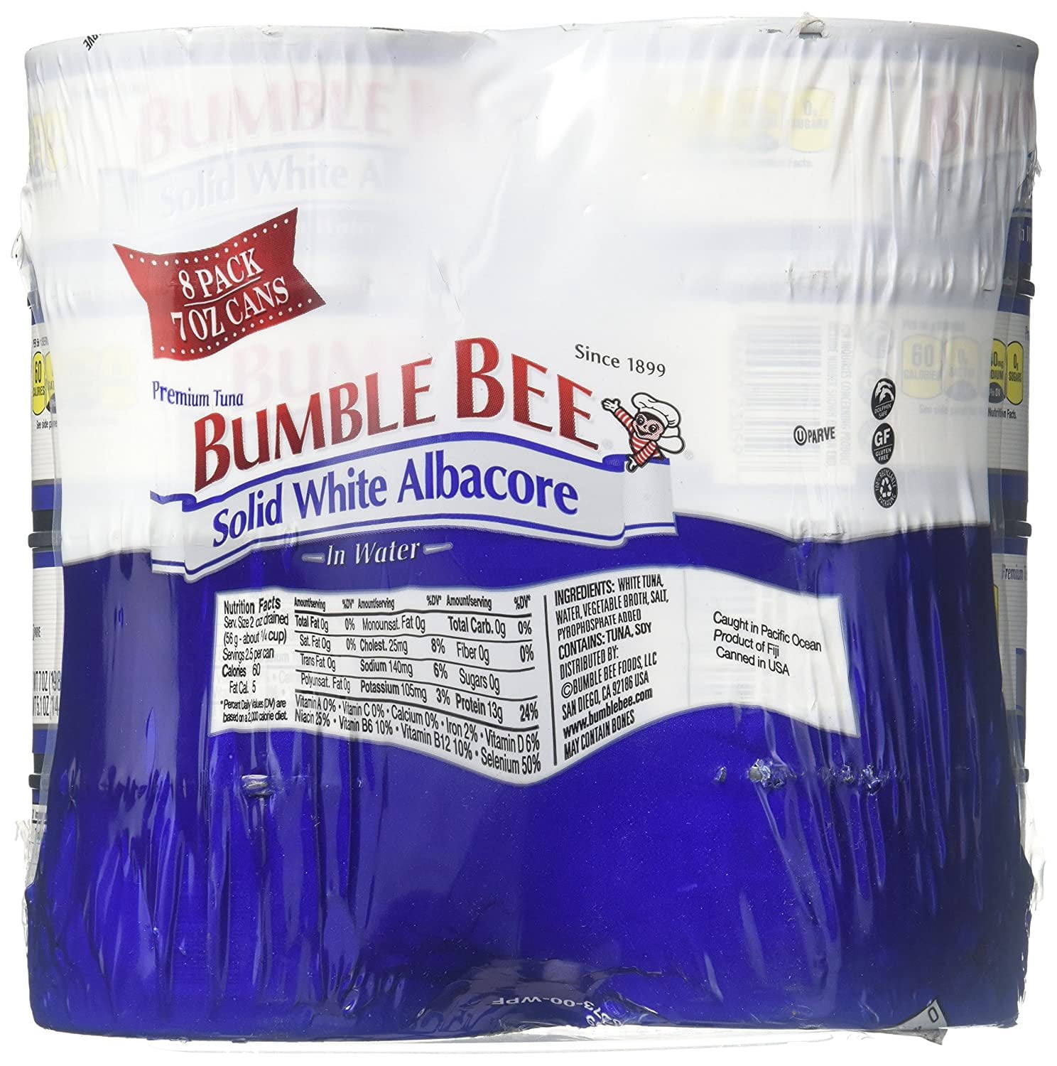 Bumble Bee Solid White Albacore Tuna in Water, 7 oz, 8 Cans