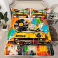 thumbnail image 2 of Feelyou Teens Street Graffiti Bed Sheets, Modern Watercolor Artwork King Sheets, Hip Hop Music Sheet Set, Super Cozy Room Decor, 4 Pieces, 2 of 7