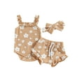 thumbnail image 2 of Musuos Baby Girls 3Pcs Summer Outfits, 3 6 12 18M Floral Sleeveless Strap Romper + Shorts + Headband Set, 2 of 10