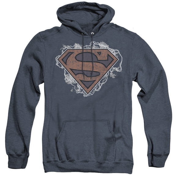 Superman Storm Cloud Supes Adult Heather Hoodie Sweatshirt Navy