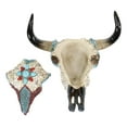 thumbnail image 2 of Western Turquoise And Red Teardrop Gems Mosaic Steer Cow Skull Decorative Box, 2 of 7